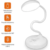 Lasmex Lampe de bureau LED sans fil 6W, 3000/4500/6000K, contrôle tactile, 3000mAh, blanc, LTC