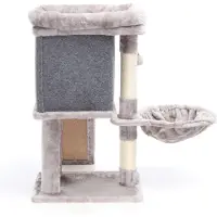 Fudajo Arbre à chat gris Sisal 71,5cm Poste de grattage Grattoir Maisonnette Zone de couchage Balle