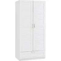 En.casa Armoire 'Finning' avec 2 portes, 1 tringle, 4 compartiments, 1 tiroir blanc