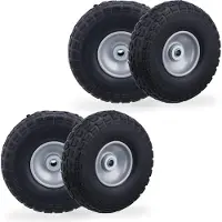 Relaxdays , jeu de 4 roues pour diable, pneus en caoutchouc plein anti-crevaison, 4.10/3.50-4", jante en acier, charge max. 150 kg, 260 x 85 mm, noir-gris