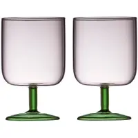 Lyngby Glas Weingläser-Set Torino Pink/Grün, 2 Stück, 30 cl, Verres à vin, Vert, Pink
