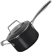 Le Creuset Steelpan met Glazen Deksel Essential Non-Stick Ceramic - ø 16 cm / 1.9, Poêle + casserole, Noir