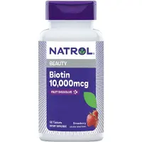 Natrol , Biotine, à Dissolution Rapide, Fraise, 10 000 mcg, 60 Comprimés