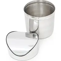 Relaxdays Poubelle de table avec couvercle à charnière, en acier inoxydable, Ø 12 x H 15,5 cm, 1,2 L, mini poubelle, brillante, argentée