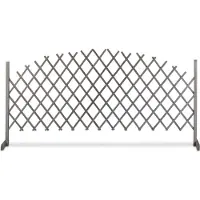 Relaxdays Treillis Jardin En Bois Extensible 200 Cm, Clôture Grillage Pliable, Plante Grimpante Brise-Vue Balcon, Gris