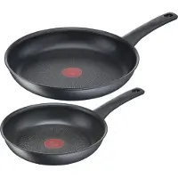 Tefal Easy chef Frypan set 22 & 28 cm, Set de poêles et de casseroles, Noir