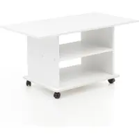 Wohnling Table basse design WL5.738 95 x 51 x 54,5 cm Blanc Pivotant avec