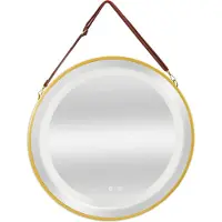 Pro-Tec Miroir de salle de bain LED 'Picerno' Ø50cm avec suspension et 3 couleurs de lumière or