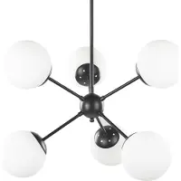 Beliani Suspension noir blanc fer 100 cm 6 lumières verre abat-jour rond finition mate style moderne rétro salon