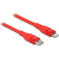 DeLOCK Câble USB de 1 m pour transfert de données/alimentation pour iPhone, iPad, iPod - Deuxième port : 1 x Apple Lightning mâle - 480 Mbit/s - MFI - 28/22 AWG - rouge