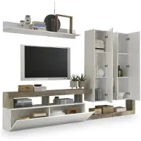 DKD Home Decor Meuble TV Blanc Métal Aluminium Bois MDF 277 x 75 x 173 cm 277 x 35 x 173 cm