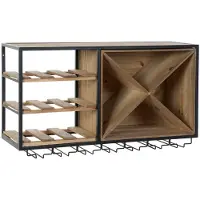 DKD Home Decor Étagère à Bouteilles en Sapin Naturel avec Éléments Métalliques et MDF - DKD Home Decor