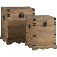 DKD Home Decor Ensemble de Coffres Orientaux en Métal et Bois de Sapin - 2 Unités, 50x50x61 cm & 48x48x61 cm