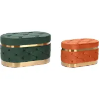 Sublime Market Connect Ensemble de 2 bancs en MDF vert, orange et doré - 80 x 47 x 43 cm (DKD Home Decor)