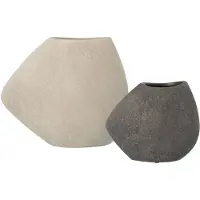 Alexandra House Living Vases décoratifs - - Lot de 2 - Céramique - Blanc et Gris - Dimensions variées