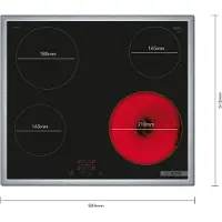 Bosch Serie 4, Table de cuisson électrique, 60 cm, noir, avec cadre à poser PKE645BA2E