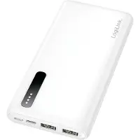 Logilink Batterie externe portable 8 000 mAh, 2 ports USB-A, blanche