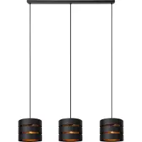 Lucide Triple lampe suspendue moderne noire avec or ROSAS 3xE27 40W