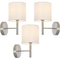 Lux.pro Jeu de 3 appliques 'Winsford' E14 métal textile argenté / blanc