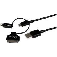 StarTech.com .com Câble combo USB vers Lightning / Dock 30 broches / Micro USB de 1 m - Noir