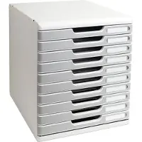 Exacompta MODULO A4 Boîte à tiroirs Office Gris pierre, 10 tiroirs fermés A4/A4+, silencieux, arrêt de sécurité