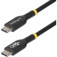 StarTech.com .com Câble de Recharge USB-C de 1m, Cordon USB-C USB-IF, 240W PD EPR, Câble Chargeur USB 2.0 Type-C pour Ordinateur Portable, Câble de Transfert de Données USB-C, Gaine TPE, M/M