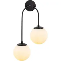 Opviq , applique murale moderne (55 cm), noir et blanc, structure en métal, cache en verre | IP20, 2 x E14 max. 15 W | Design élégant pour l'hôtellerie et la maison, 30 x 24 cm.