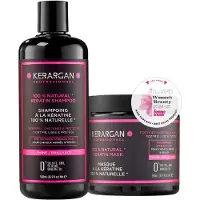 Kerargan Shampooing & Après-shampooing à la kératine – Soin capillaire pour cheveux abîmés à l'huile d'argan et à l'aloe vera – sans sulfates ni silicones – 2 x 500 ml
