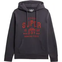 Superdry pour homme. M2014366A Sweat à capuche Work Shop gris chiné (S), Casuel, Coton