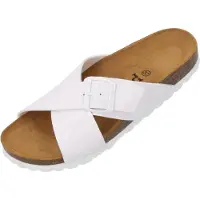 Palado , sandales plates pour femmes, couleur blanche, matière synthétique, taille 43