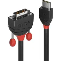 Lindy Black Line - Câble adaptateur - liaison simple - HDMI mâle pour DVI-D mâle - 50 cm - triple blindage - noir - rond, vis moletées, support 1080p