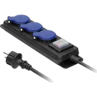 ORNO Rallonge d'atelier protégée contre les projections d'eau avec interrupteur IP44, 3 prises 2P+E (5 m)