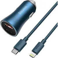 Baseus Golden Contactor Pro chargeur voiture rapide USB Type C / USB 40 W Power Delivery 3.0 Quick Charge 4+ SCP FCP AFC + USB Type C - Lightning