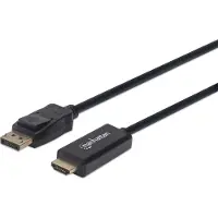 Manhattan Adaptateur - MANHATTAN - 152679 - DisplayPort vers HDMI - 1,8 m - Connecteur plaqué Or