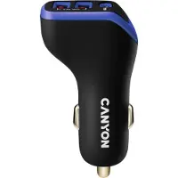 Canyon Chargeur allume-cigare 3Port 2xUSB-A,USB-C PD /pourpre, Adaptateur pour véhicule, Violet, Noir