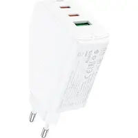 Acefast Gan Chargeur Rapide (2X Usb-C / Usb-A) Pps / Pd / Qc4+ 65W Blanc (A41)