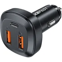 Acefast Chargeur de voiture 66W 2X Usb / Usb Type C, Pps, Power Delivery, Quick Charge 4.0, Afc, Fcp, Scp Noir (B9)