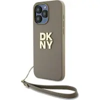 DKNY DKHCP15LPBSWSE iPhone 15 Pro 6.1" beżowy/beige hardcase Wrist Strap Stock Logo (Apple iPhone 15 Pro), Coque pour téléphone portable, Marron, Beige