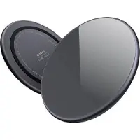 Crong Qi Fast Wireless Charger avec boîtier en aluminium et plaque de blindage 15 W (noir)