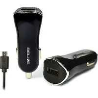 Beline Chargeur voiture 1xUSB + microUSB 1A noir, Adaptateur pour véhicule, Noir