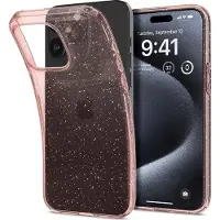 Spigen Liquid Crystal Glitter, quartz rose - iPhone 15 Pro (Apple iPhone 15 Pro), Coque pour téléphone portable, Pink, Transparent, Rose