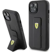 Ferrari Étui rigide avec support et logo en métal pour iPhone 15 6,1" Noir - FEHCP15SGSPSIK