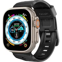 Spigen Rugged Ultra Band Apple Watch 4/5/6/7/8/9/SE/Ultra/Ultra 2 42/44/45/49mm czarny/matte black A (42 mm, Polyuréthane thermoplastique (TPU)), Sangles de montre, Noir