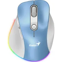 Genius Souris Ergo 9000S Pro, sans fil, Bluetooth, 2400DPI, rechargeable, RGB, bleue