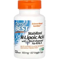 Doctors Best , Acide R-Lipoïque Stabilisé avec Na-RALA BioAmélioré, 100 mg, 60 Gélules Végétales