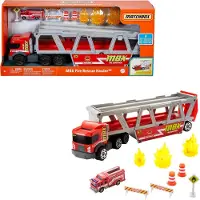 Matchbox Construction Hauler avec 1 camion de pompiers et 8 accessoires