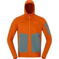 Norrøna - Polaire respirante de randonnée - Falketind Warm2 Stretch Hood M Gold Flame pour Homme - Taille XL - Orange