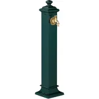 Relaxdays Fontaine sur pied style antique, avec robinet, dimensions H x L x P : 86 x 19 x 23 cm, fontaine de jardin, pour terrasse, fontaine décorative, vert foncé