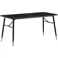 Wohnling Table de salle à manger 140x80x76 cm Table à manger noire aspect marbre Table de cuisine moderne Petite table à manger rectangulaire Table de salle à manger avec pieds métalliques