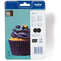 Brother Cartouche d'encre LC-123BKBP2 Noir 2x - Multipack